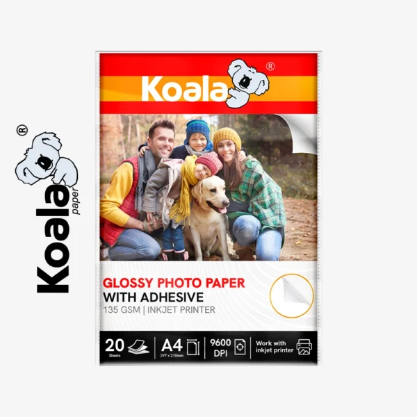 Papel Fotográfico Brillante Adhesivo 135 GSM A4 - 20-Hojas