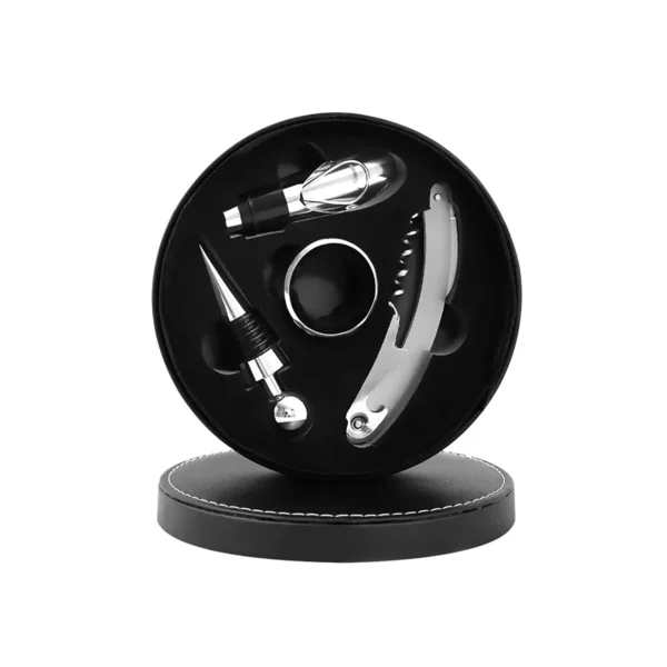 Set de Vino de Corcho 4 Piezas en Estuche Redondo