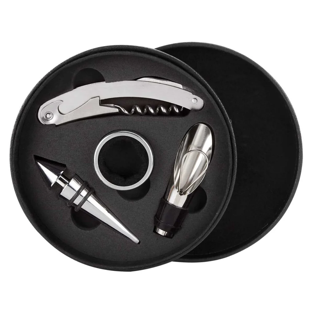 Set de Vino de Corcho 4 Piezas en Estuche Redondo - Imagen 4