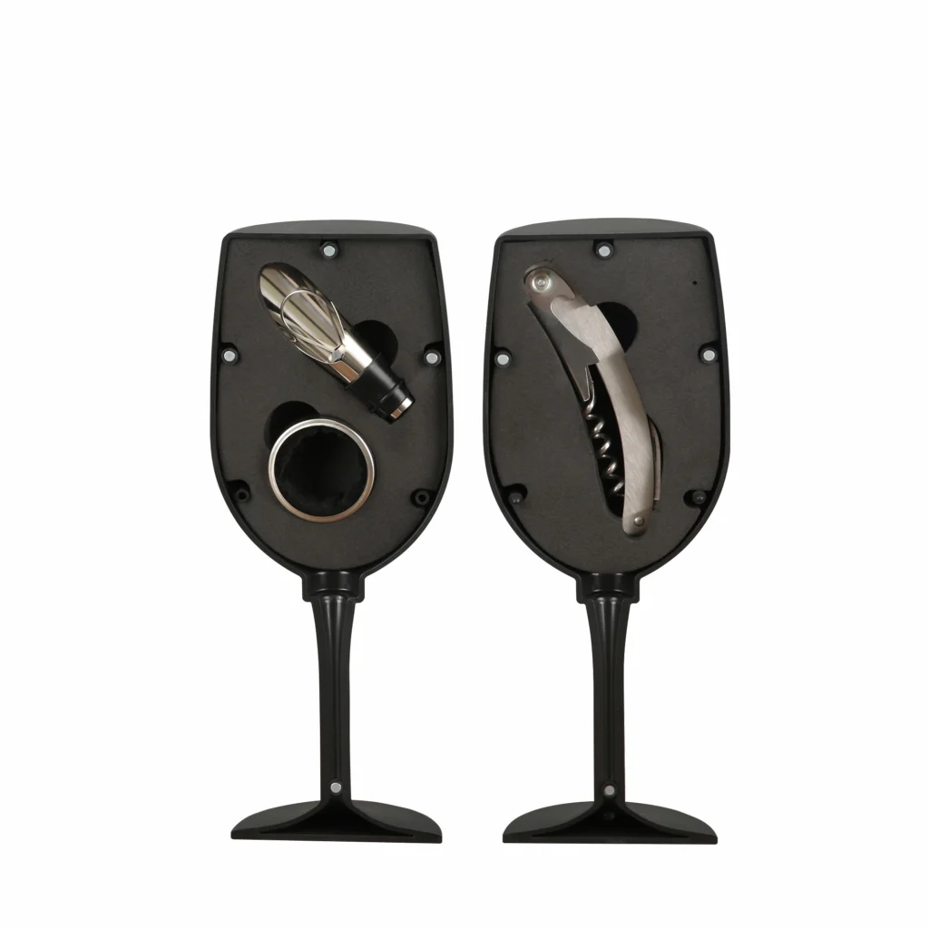 Set de Vino de 3 Piezas en Estuche con Forma de Copa