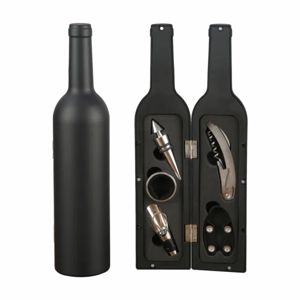 Set de Vino de 5 Piezas en Estuche con Forma de Botella