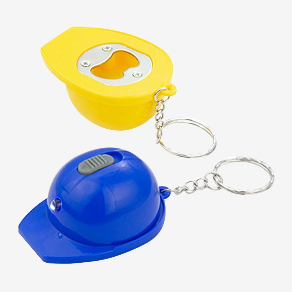 Llavero Casco Destapador con Linterna