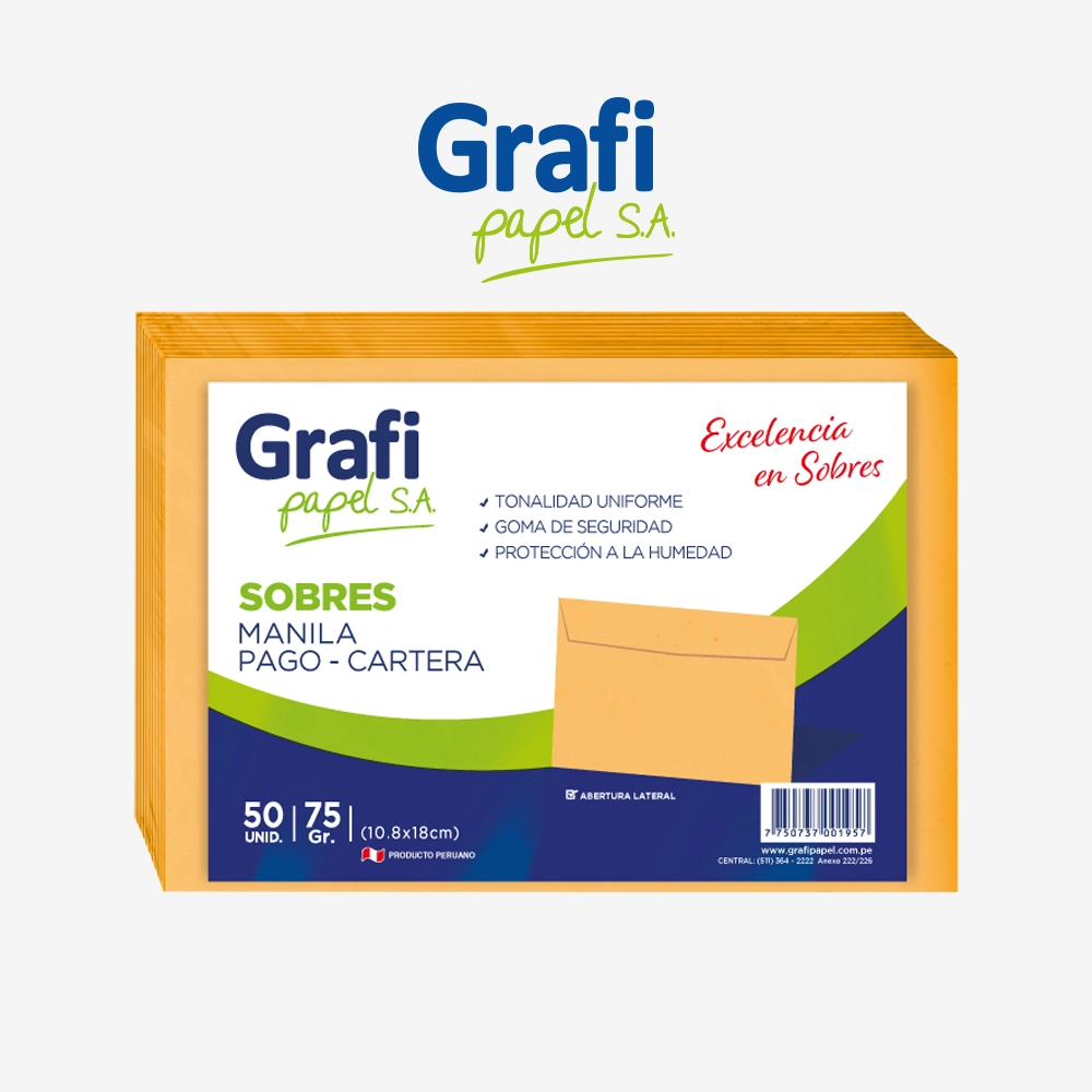 Sobre Manila Pago Cartera 10.8 x 18 cm - 75 grs
