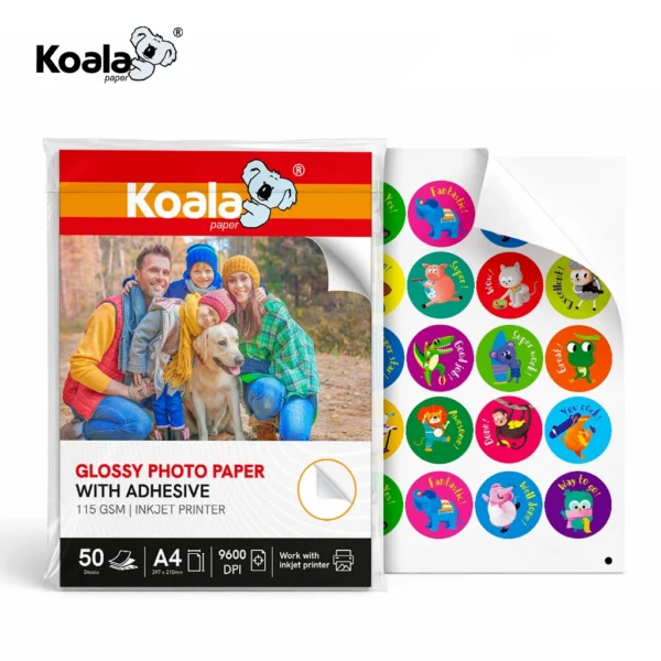 Papel Fotográfico Brillante Adhesivo 115 GSM A4 – 50 hojas