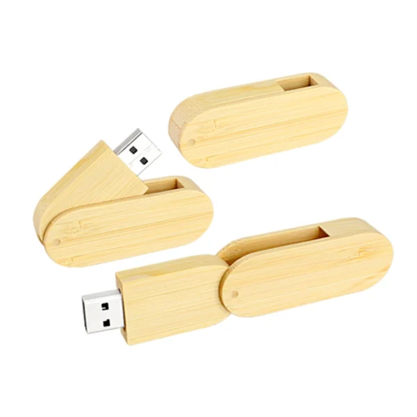 USB Giratorio Bambú con Metal 8 GB