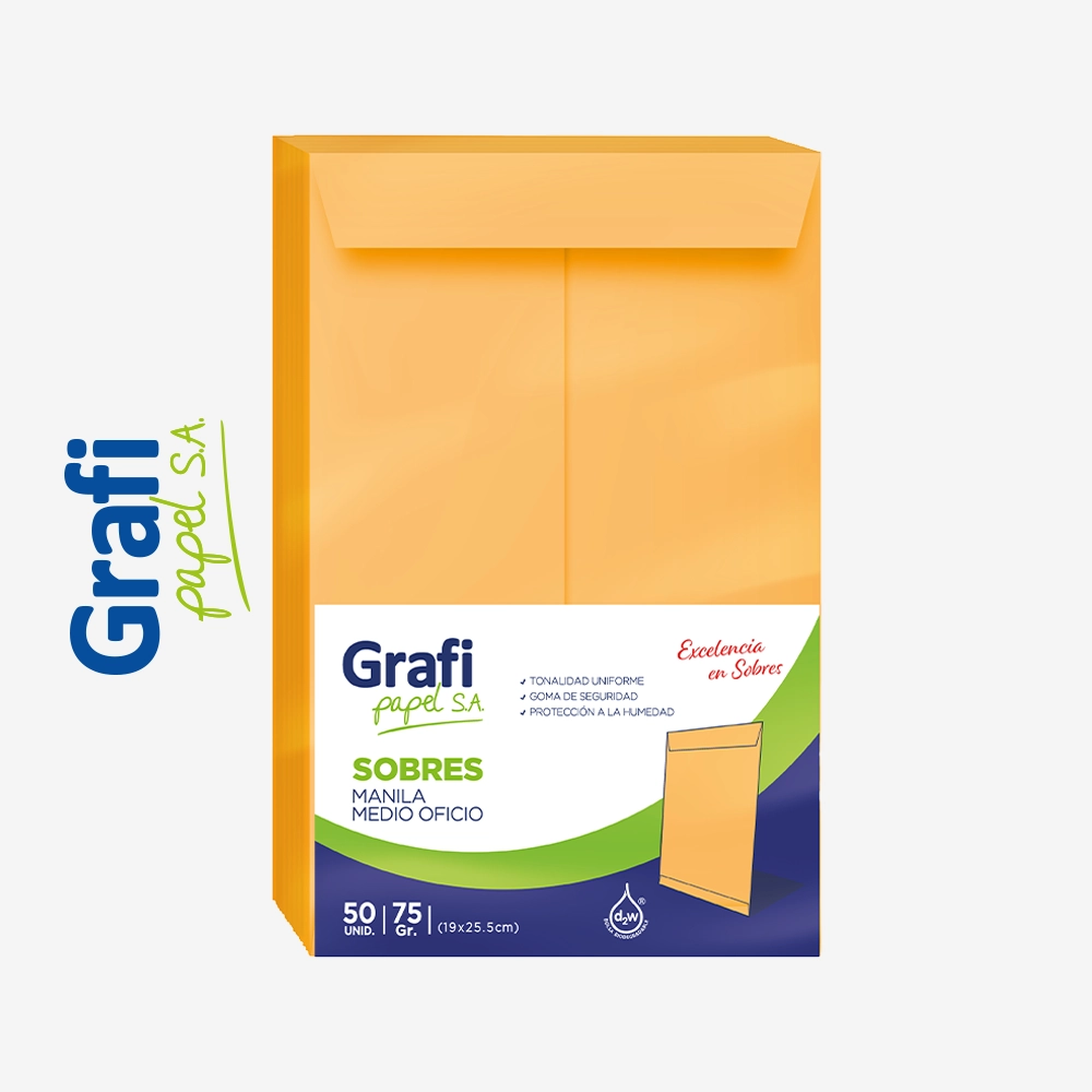 Sobre Manila 1/2 Oficio 19 x 25.5 cm - 75 grs