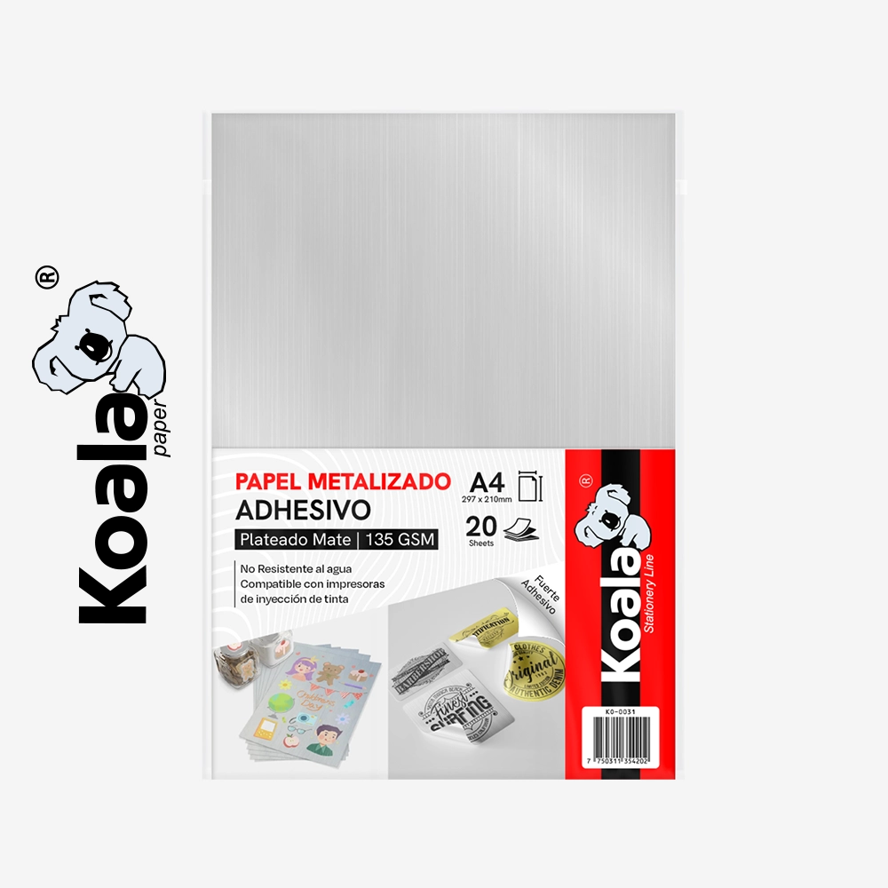 Papel Fotográfico Metalizado Plateado Adhesivo Mate 135GSM A4 - 20 Hojas - Imagen 2