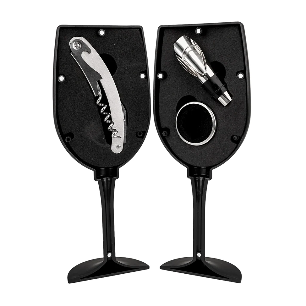 Set de Vino de 3 Piezas en Estuche con Forma de Copa