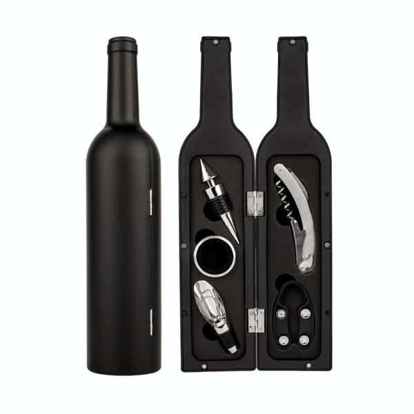 Set de Vino de 5 Piezas en Estuche con Forma de Botella