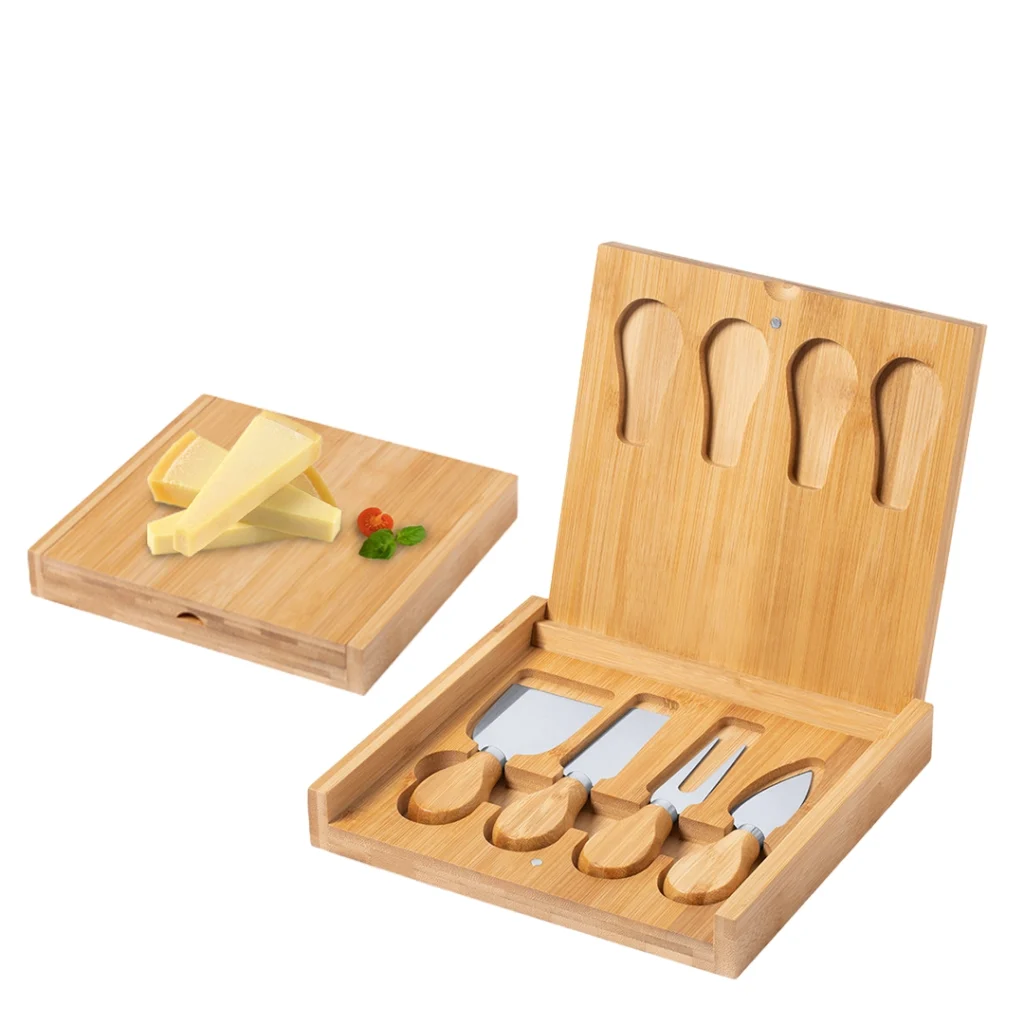 Set para Quesos con Tabla Tipo Estuche de Bambú