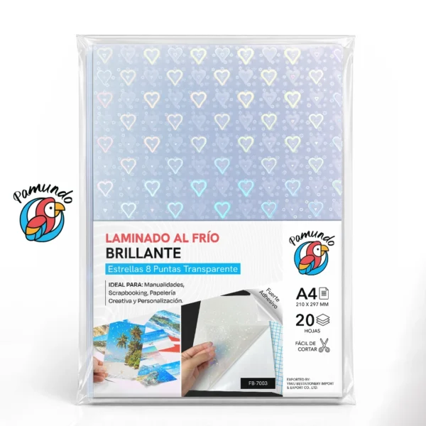 Laminado en Frio Estrellas 8 Puntas Transparente A4 - 20 Hojas