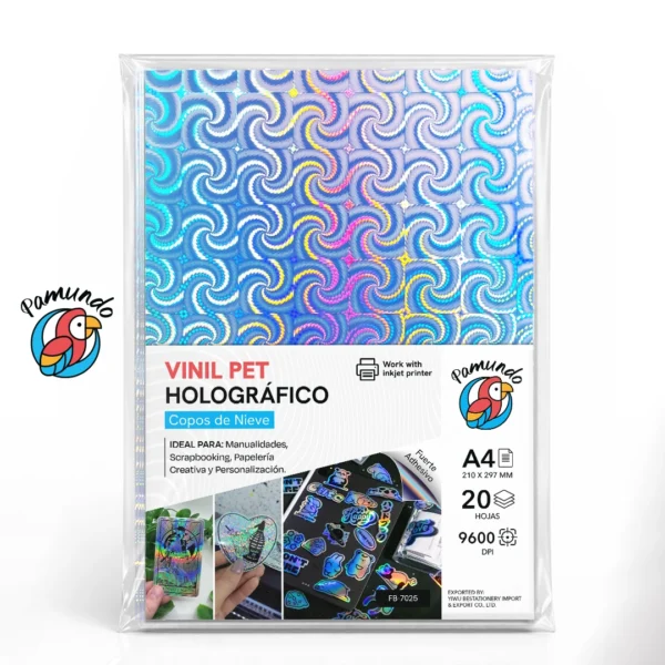 Vinil Pet Holográfico Copos de Nieve A4 - 20 Hojas