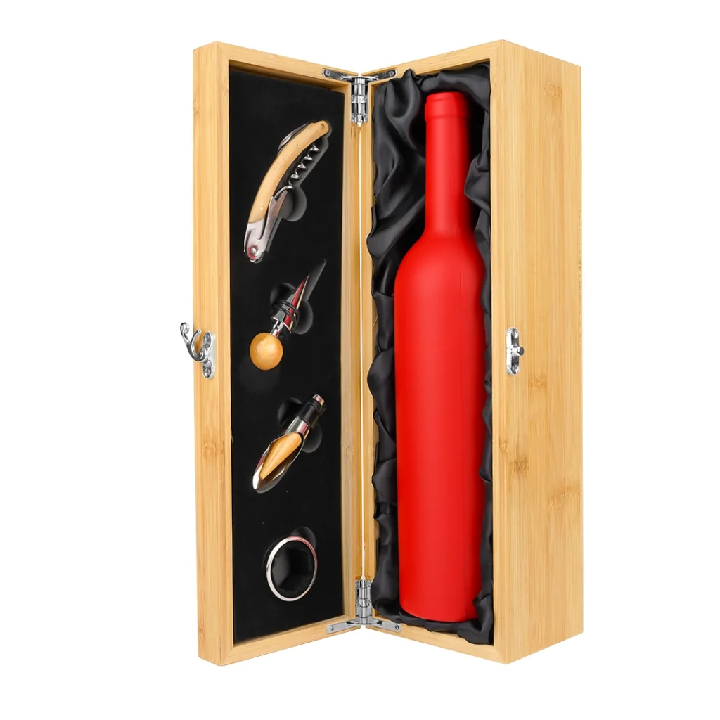 Set Destapador Vino 4 Piezas en Caja de Madera - Imagen 3