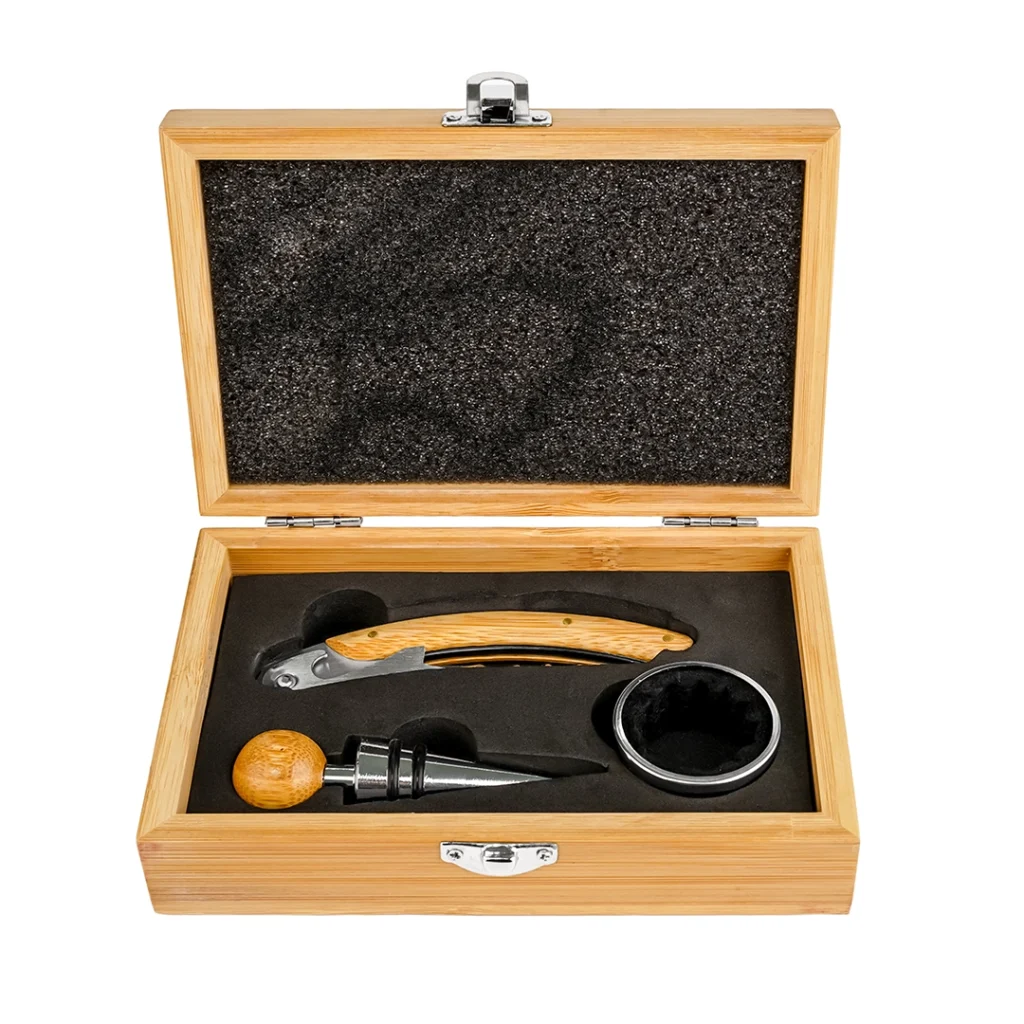 Set Destapador Vino 3 Piezas en Caja de Madera - Imagen 4