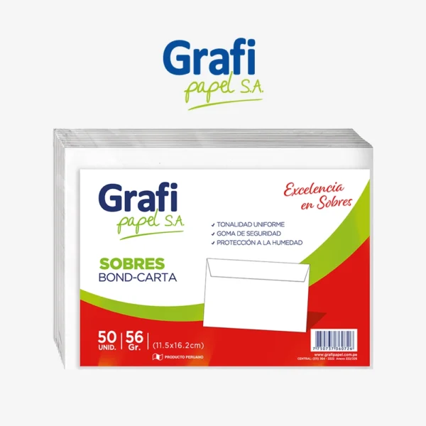 Sobre Bond Carta 11.5 x 16.2 cm 56 grs
